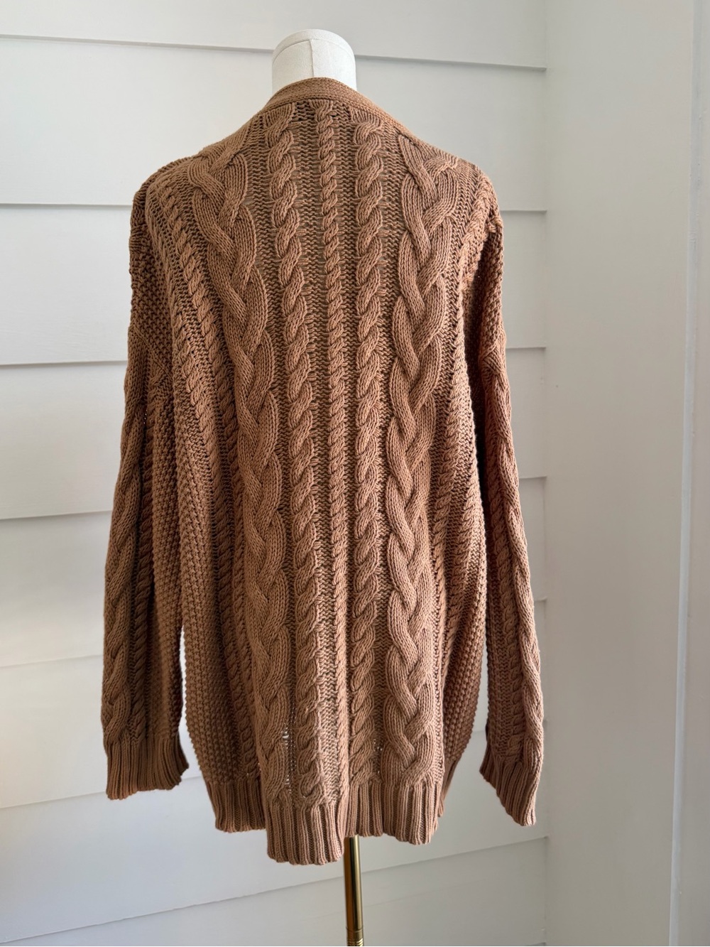 Jenni Kayne Cable Cocoon Cotton Cardigan Brown size S - Picture 5 of 9